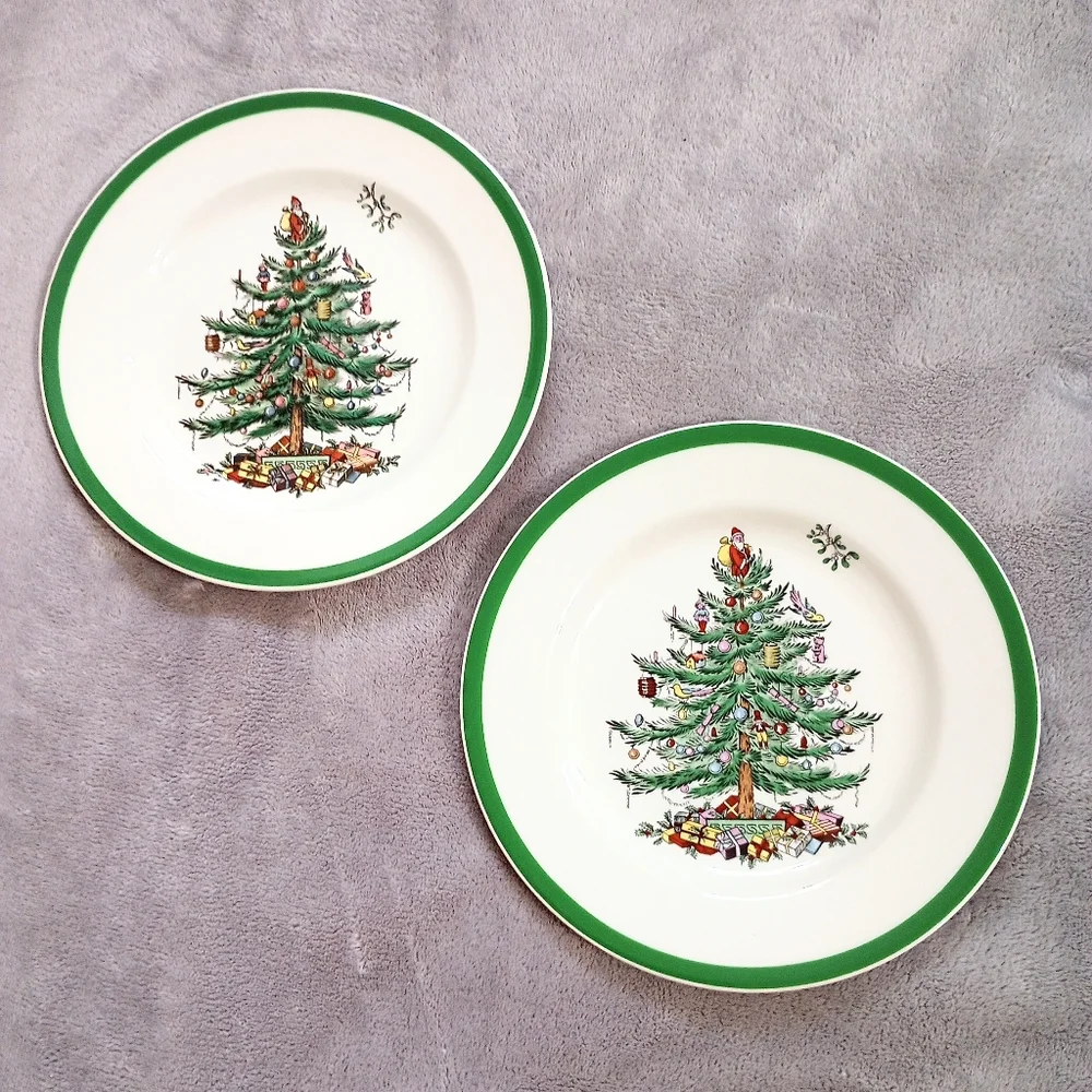 Spode Christmas Tree Dinnerware Salad Plates Set of 2
